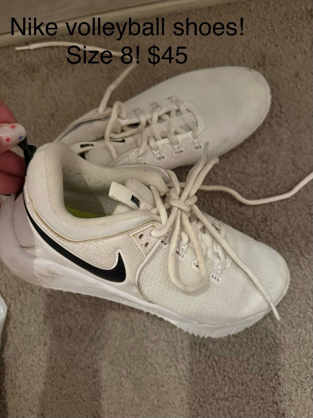 Nike White Volleyball Shoes with Black Swoosh Accent